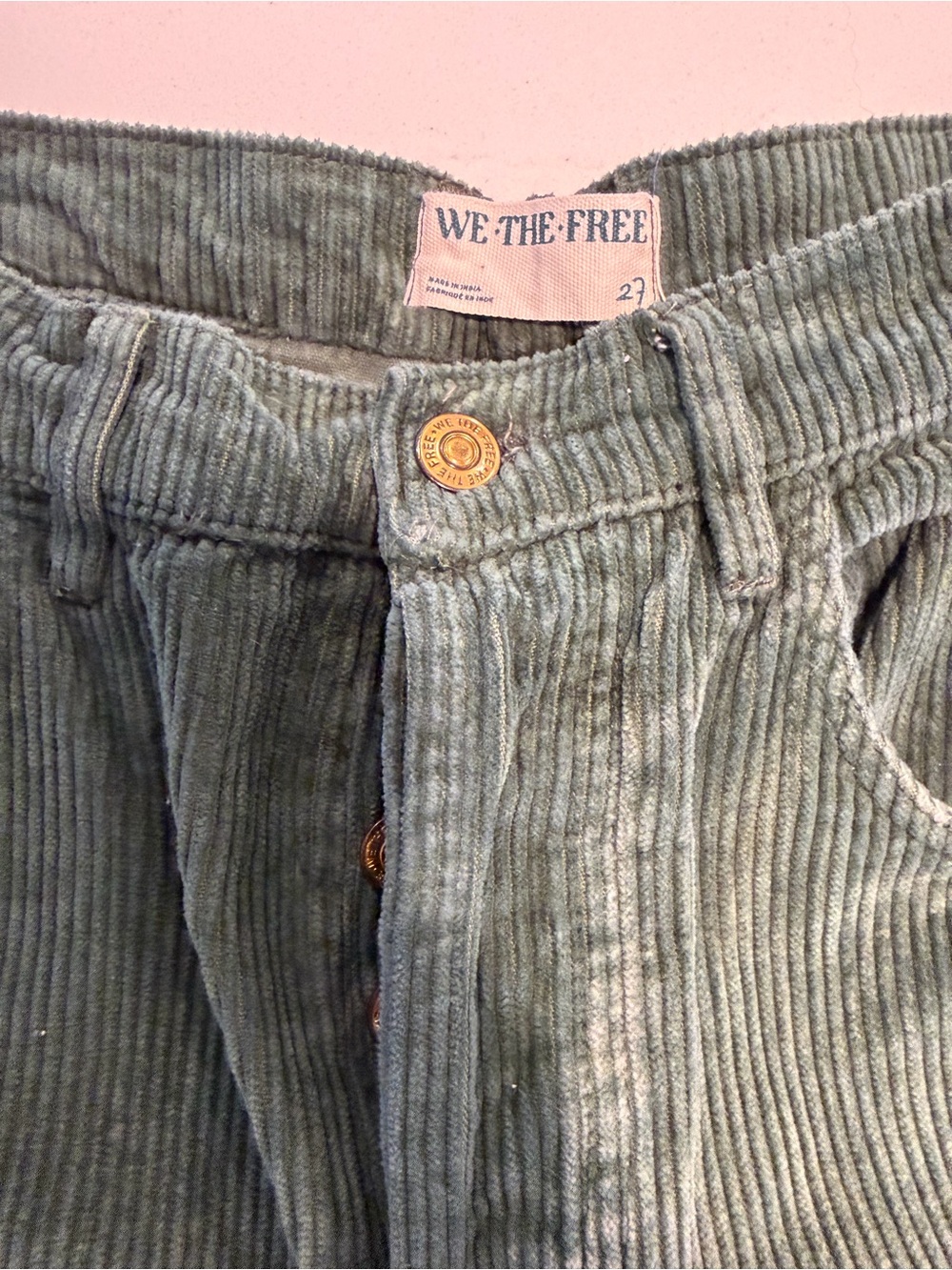 We The Free Sage Green Corduroy Button-Fly Pants - Picture 6 of 7